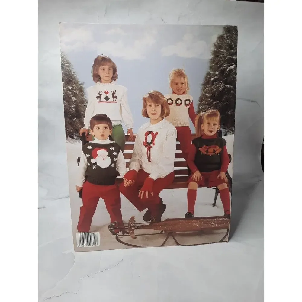 1988 Leisure Arts Christmas Vests For Kids Leaflet 611 Knitting Patterns
